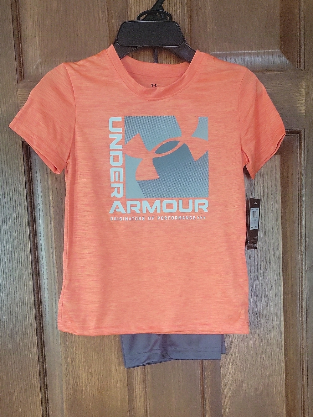 Under Armour Kids Coral-Orange Short Sleeve Performance Tee And Shorts